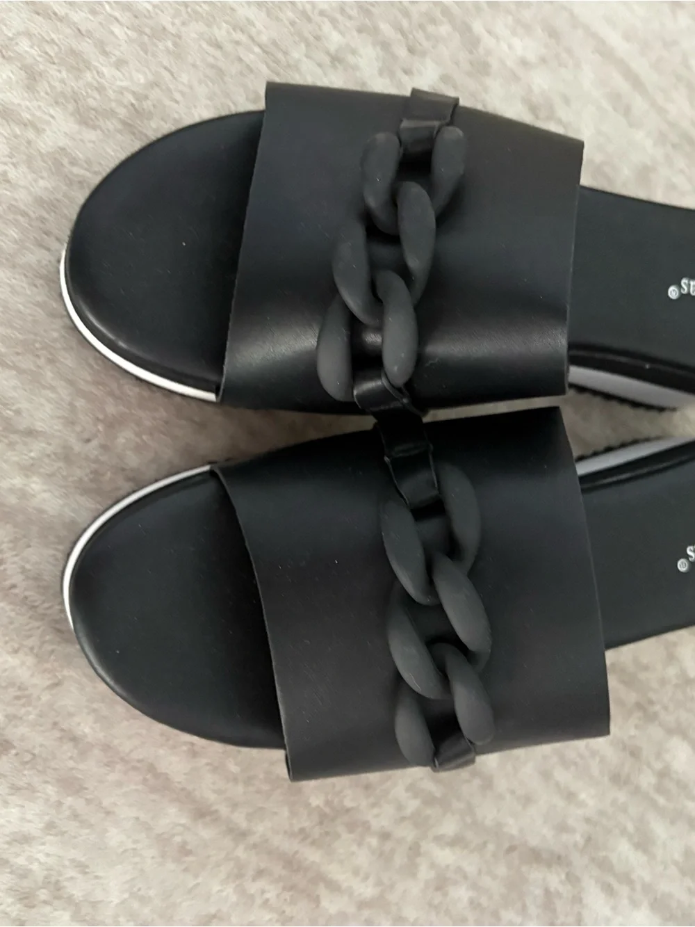 Pierre Dumas Black and White Platform Slide Sandals
